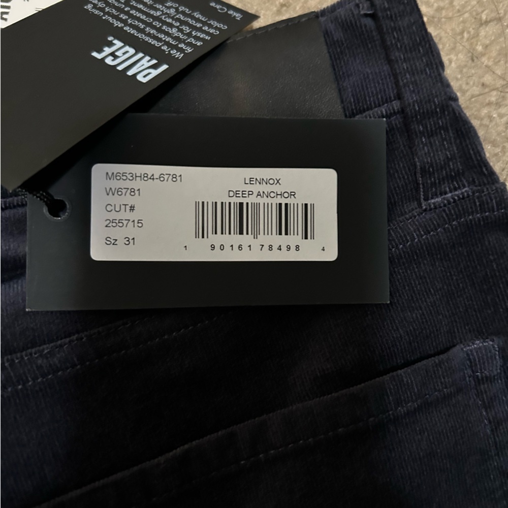 PAIGE Men's Lennox Deep Blue Corduroy Pants - Picture 6 of 6